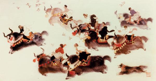 2、《賽牦?！?20×64cm-西藏布畫-1979年作-獲建國30周年全國美展二等獎(jiǎng)并被中國美術(shù)館收藏.jpg
